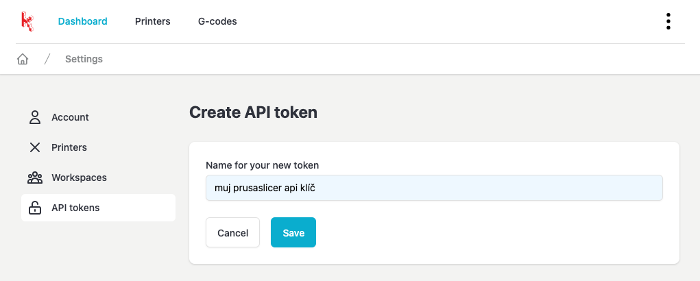Create API token
